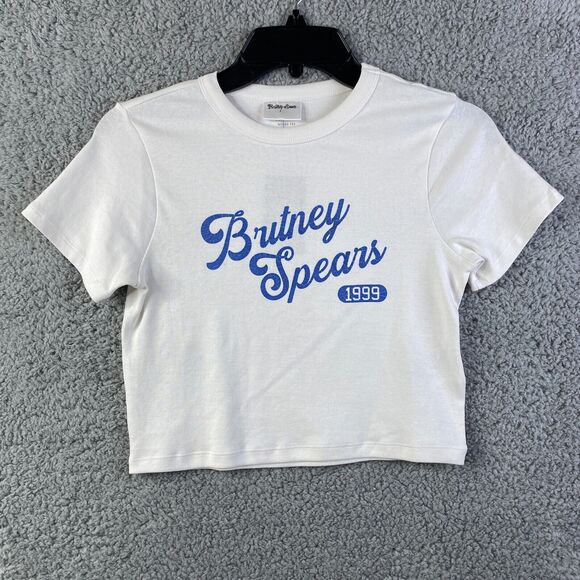 Britney Spears 1999 Micro Tee Girls Sz XS White Made w/ 100 Recycled Plastic NWT - Picture 1 of 15